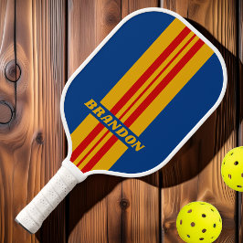Retro Hartverwarmende Rally Strepen met Naam Pickleball Paddle