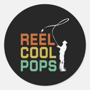 Retro Hasp Coole Pops Visvangst Vaderdag Visser Ronde Sticker