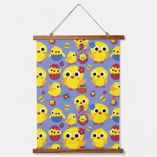 Retro Hatch Easter Eggs Hangend Wandkleed (Voorkant)