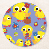 Retro Hatch Easter Eggs Ronde Kartonnen Onderzetter (Voorkant)