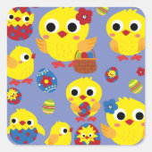 Retro Hatch Easter Eggs Vierkante Sticker (Voorkant)