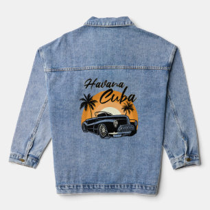 Retro Havana Cuba  Sunset Caribbean Cuban S Denim Jacket