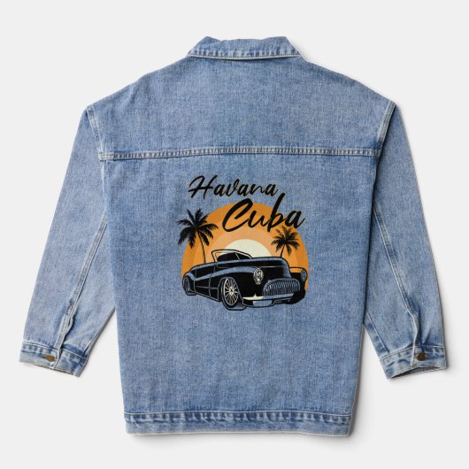 Retro Havana Cuba Sunset Caribbean Cuban S Denim Jacket (Achterkant)