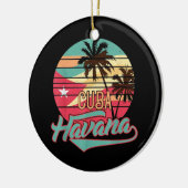 Retro Havana Cuba T-shirt Keramisch Ornament (Links)
