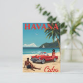 Retro Havana-strandvibes Briefkaart (Staand voorkant)