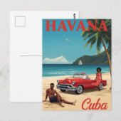 Retro Havana-strandvibes Briefkaart (Voorkant / Achterkant)