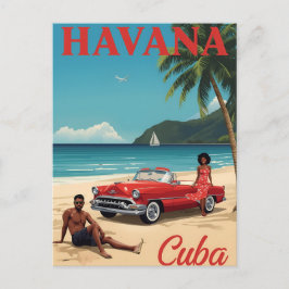 Retro Havana-strandvibes Briefkaart