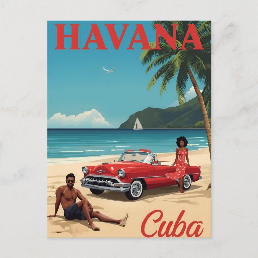 Retro Havana-strandvibes Briefkaart (Voorkant)