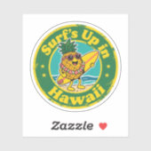 Retro Hawaï Badge-Ananas met Lei Surfplank Sticker (Vel)