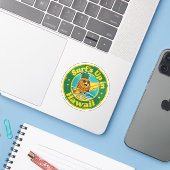 Retro Hawaï Badge-Ananas met Lei Surfplank Sticker (Laptop met iPhone)