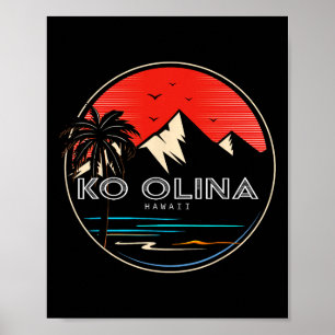 Retro Hawaï Ko Olina golfsurfen  Poster