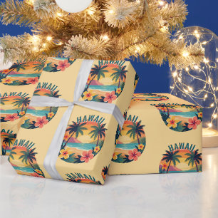 Retro Hawaï Tropisch Strand Cadeaupapier