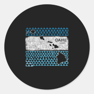 Retro Hawaïaanse eiland Oahu Hawaii vulkaan vakant Ronde Sticker