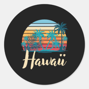 Retro Hawaiaanse zomervakantie palmbomen tropisch Ronde Sticker