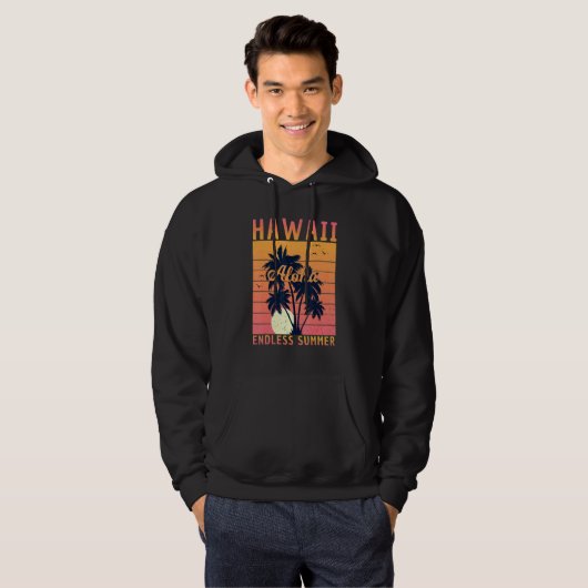Retro Hawaii Aloha Endless Summer Surfing Summer F Hoodie (Voorkant volledig)