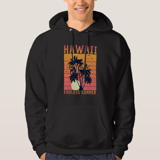Retro Hawaii Aloha Endless Summer Surfing Summer F Hoodie (Voorkant)