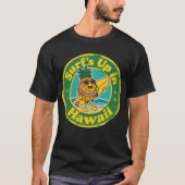Retro Hawaii Badge-Pineapple met Lei Surfboard T-shirt (Voorkant)