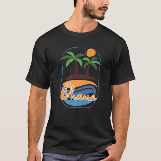 Retro Hawaii Ohana Tropisch Hawaiian voor mannen e T-shirt (Voorkant)
