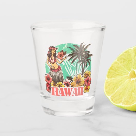 Retro Hawaii Shot Glas (Voorkant)