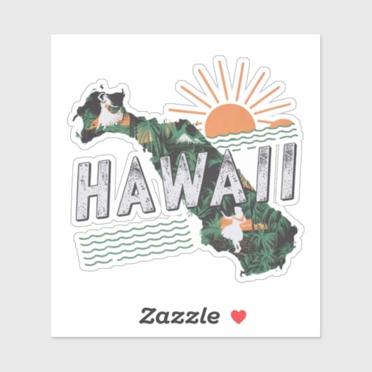 Retro Hawaii Staatsticker Sticker (Vel)