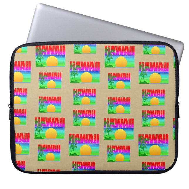 Retro Hawaii Sunset Beach Laptop Sleeve (Voorkant)