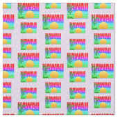 Retro Hawaii Sunset Beach Paars Hibiscus Stof (Swatch)