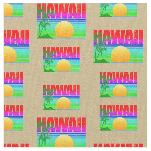 Retro Hawaii Sunset Beach Stof (Close Up)