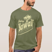 Retro Hawaii Vibes with Palm Trees and Surfboard T-shirt (Voorkant)