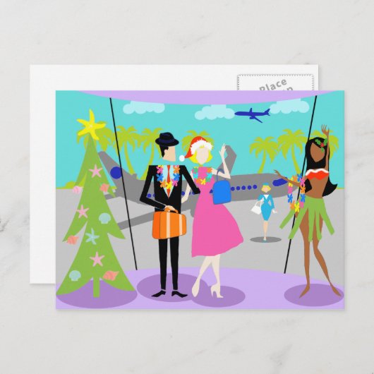 Retro Hawaiian Christmas Briefkaart (Voorkant / Achterkant)