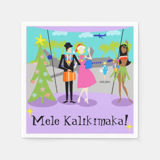 Retro Hawaiian Christmas wegwerp servetten (Voorkant)