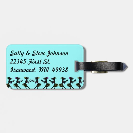 Retro Hawaiian Hula Dance Luggage Label Bagagelabel (Achterkant horizontaal)