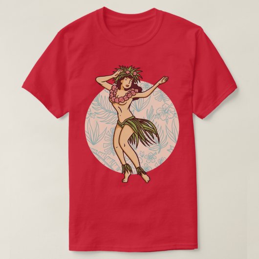 Retro Hawaiian Hula Meisje Dancer T-shirt (Design voorkant)