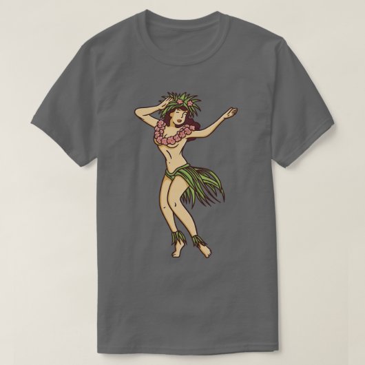 Retro Hawaiian Hula Meisje Danser 1 T-shirt (Design voorkant)