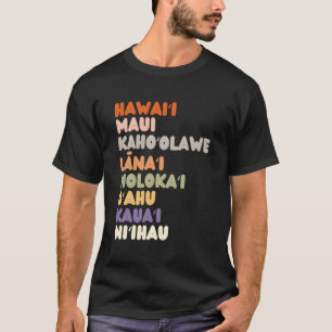 Retro Hawaiian Island Namen & Kleur T-shirt