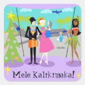 Retro Hawaiian Kerst stickers (Voorkant)