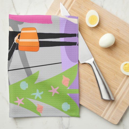 Retro Hawaiian Kerstkeukenhanddoeken Theedoek (Quarter Fold)