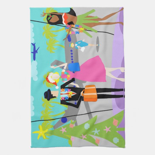 Retro Hawaiian Kerstkeukenhanddoeken Theedoek (Verticaal)