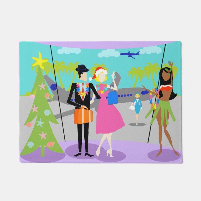 Retro Hawaiian-kerstklep Deurmat (Voorkant)