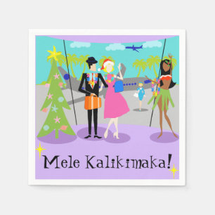 Retro Hawaiian Kerstmis, afneembaar Napkins Servetten