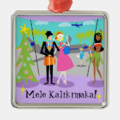 Retro Hawaiian Kerstornament Metalen Ornament (Voorkant)