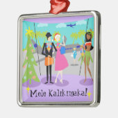Retro Hawaiian Kerstornament Metalen Ornament (Links)