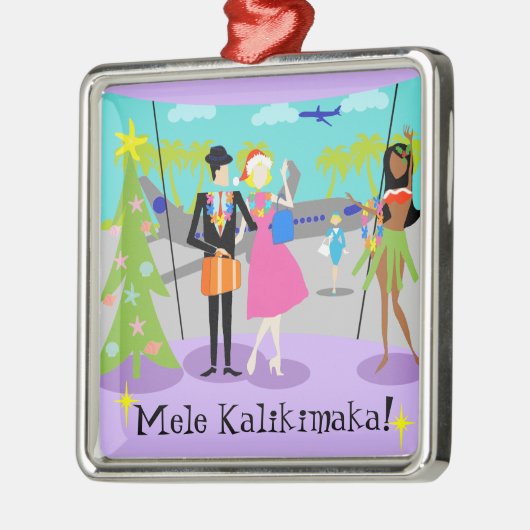 Retro Hawaiian Kerstornament Metalen Ornament (Links)