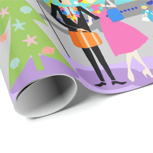 Retro Hawaiian kerstpapier Cadeaupapier (Rol Hoek)