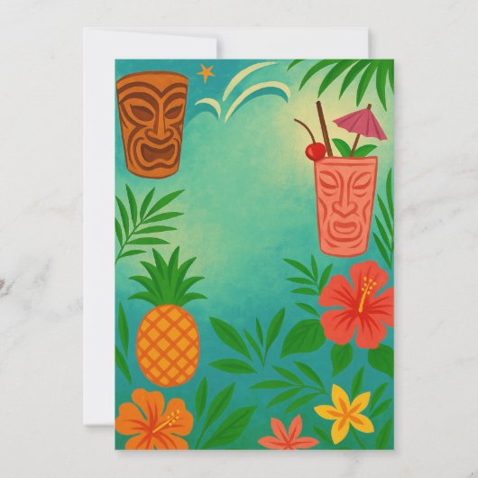 Retro Hawaiian Luau Party Uitnodiging (Achterkant)