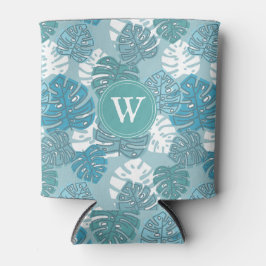 Retro Hawaiian Monstera Leaf Summer Blues Blikjeskoeler