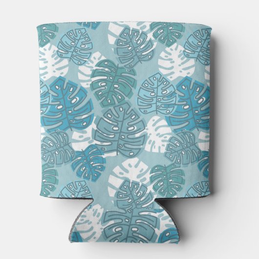 Retro Hawaiian Monstera Leaf Summer Blues Blikjeskoeler (Achterkant)