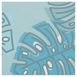Retro Hawaiian Monstera Leaf Summer Blues Stof