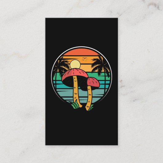 Retro Hawaiian Mushroom Sunset Visitekaartje (Voorkant)