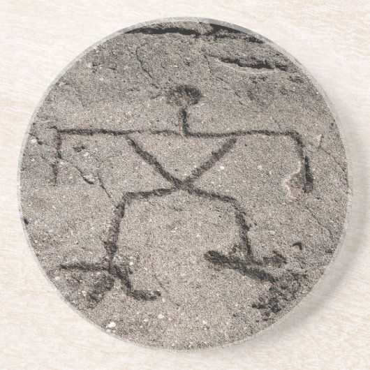 Retro Hawaiian Petroglyph -  Petroglyphs Zandsteen Onderzetter (Voorkant)