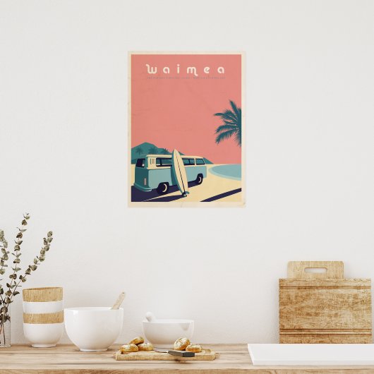 Retro Hawaiian surf Poster (Keuken)